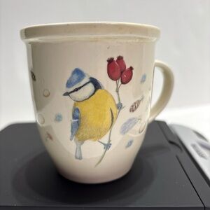 blue tit bird and rosehip design China Mug Vivara‎ ca 9 cm Tall